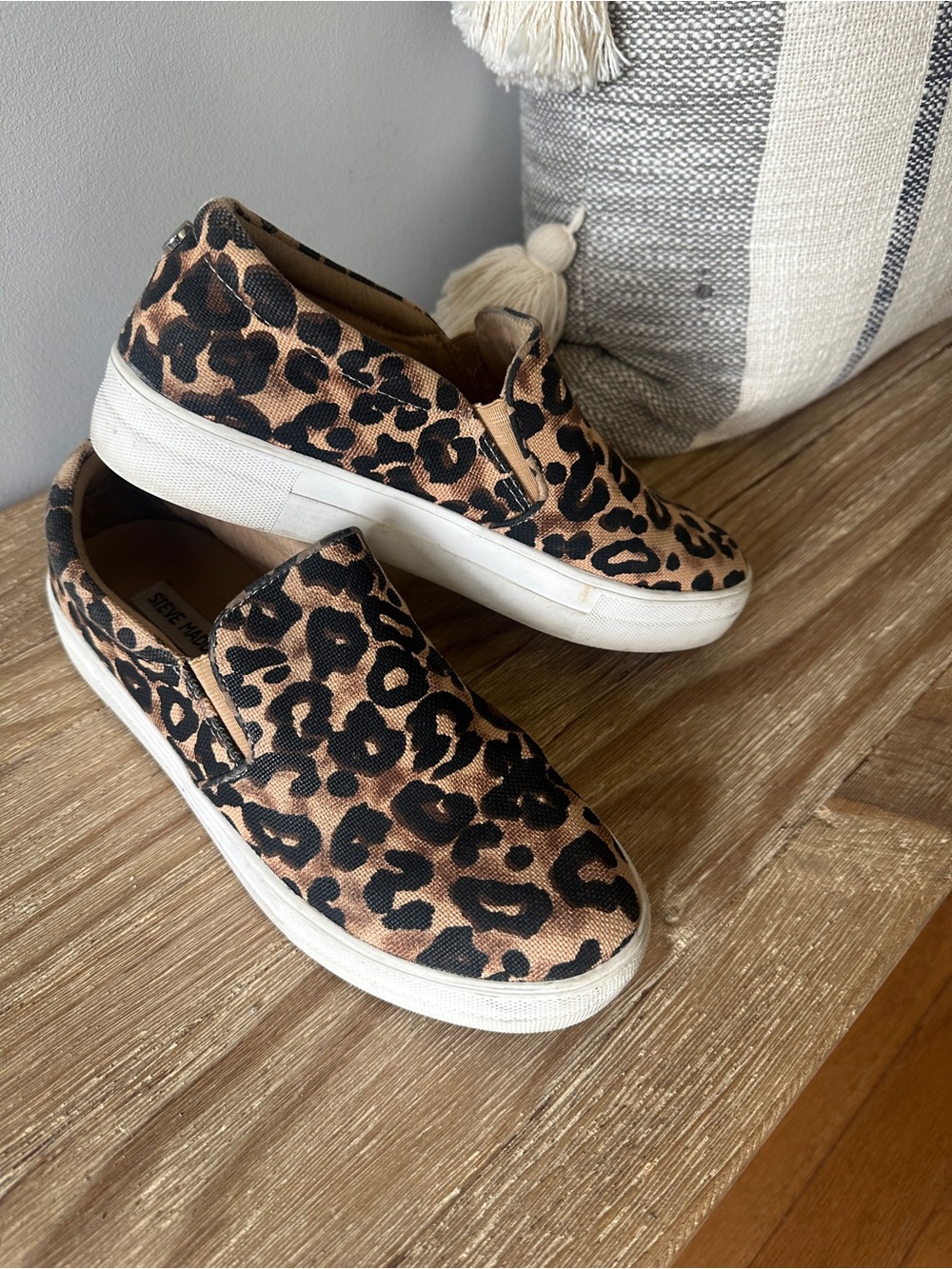 Steve Madden Leopard Print Slip-On Sneakers - Tan/Black